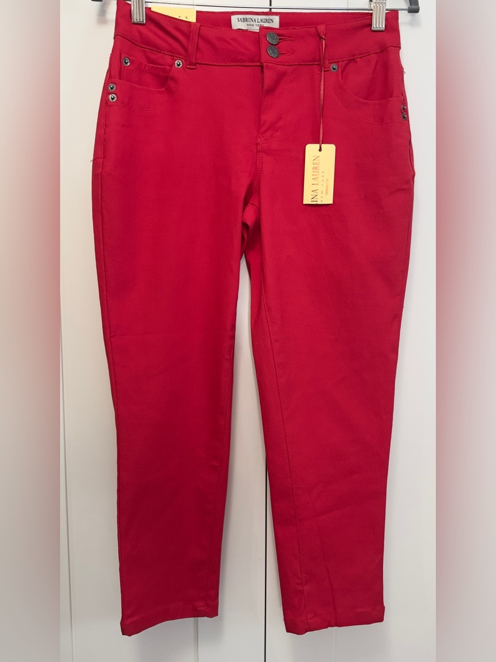 Red Perfect Fit Skinny Ankle Jeans Sabrina Lauren New York Sz 8 NEW!